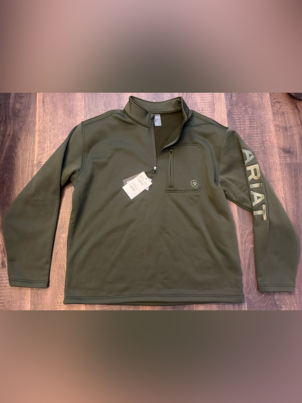 Ariat Tek Mens 1/4 Pullover - L Olive NWT